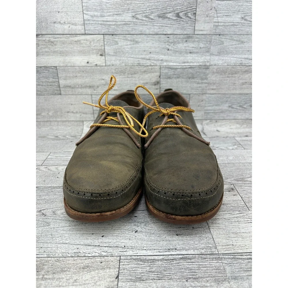 OluKai Honolulu Lace Men Size 9.5 Dark Wood Leather Oxford‎ Shoes 10200-9913